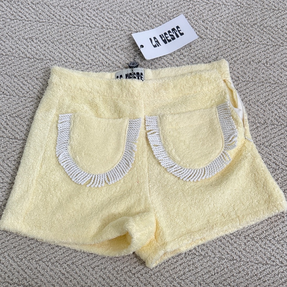 La veste terry cloth fringe shorts
